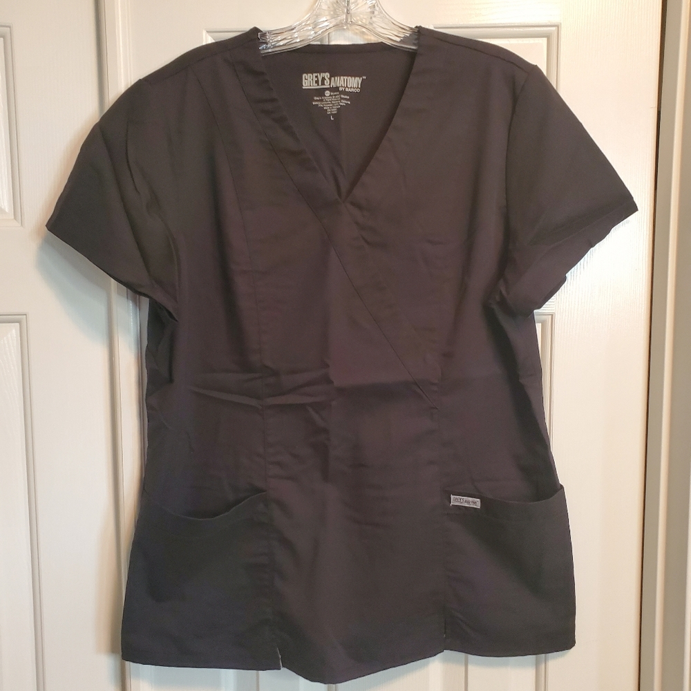 Women's Grey's Anatomy Short Sleeve Scrub Top - Black